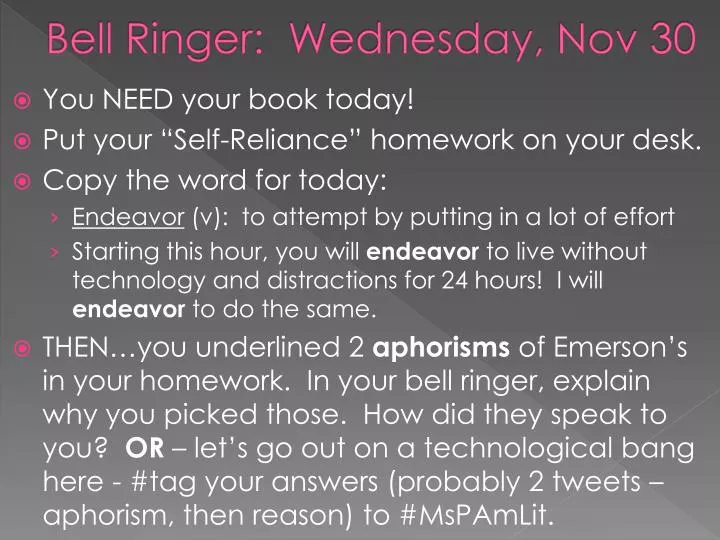 bell ringer wednesday nov 30