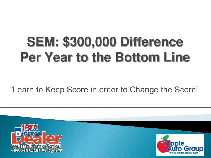sem 300 000 difference per year to the bottom line