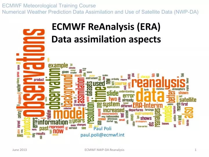 ecmwf reanalysis era data assimilation aspects