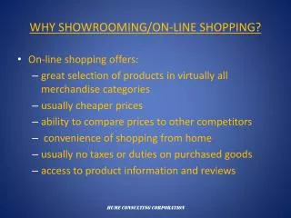 WHY SHOWROOMING/ON-LINE SHOPPING?
