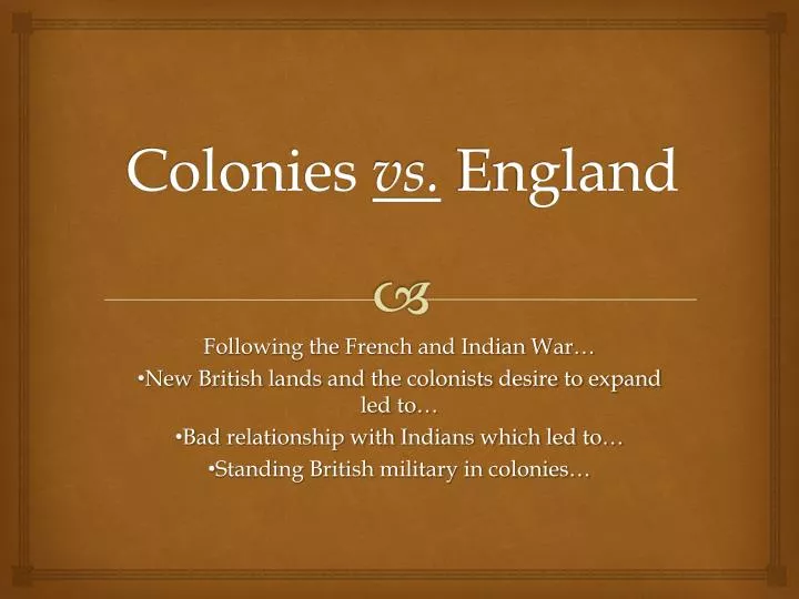 colonies vs england
