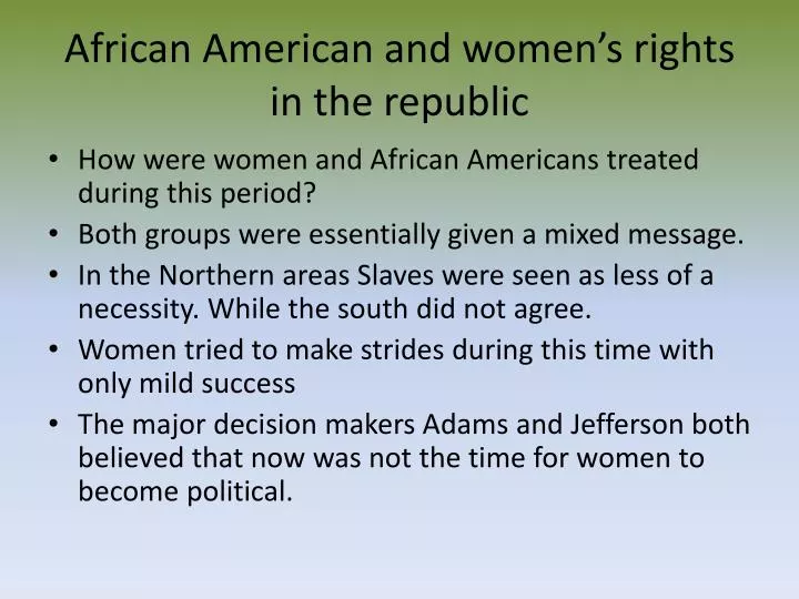 african american and women s rights in the republic