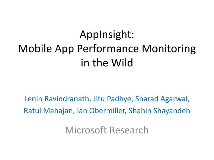 appinsight mobile app performance monitoring in the wild