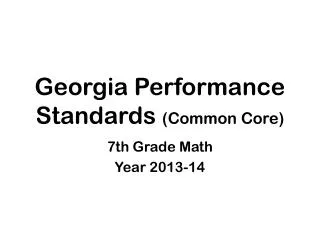 Georgia Performance Standards (Common Core)