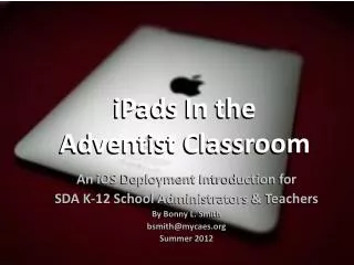iPads In the Adventist Classroom
