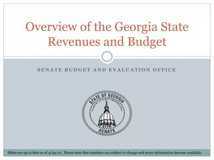 overview of the georgia state revenues and budget