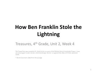 How Ben Franklin Stole the Lightning