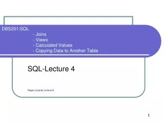 SQL-Lecture 4 Pages Lectures Lecture12
