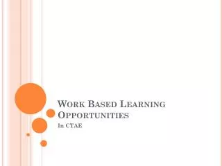 Work Based Learning Opportunities