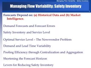 Managing Flow Variability : Safety Inventory