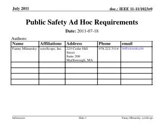 public safety ad hoc requirements