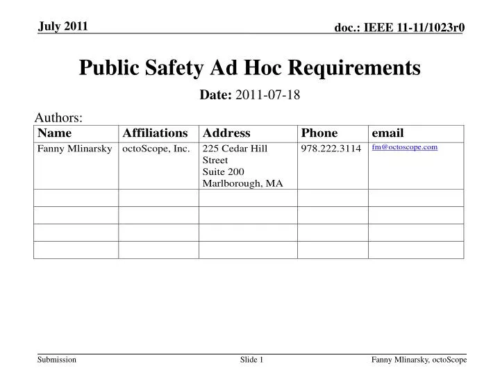 public safety ad hoc requirements