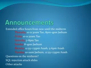 Announcements