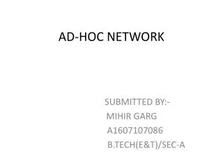 AD-HOC NETWORK