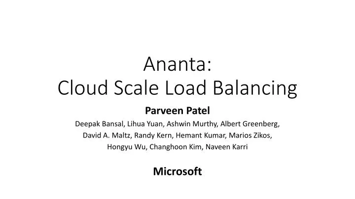 ananta cloud scale load balancing