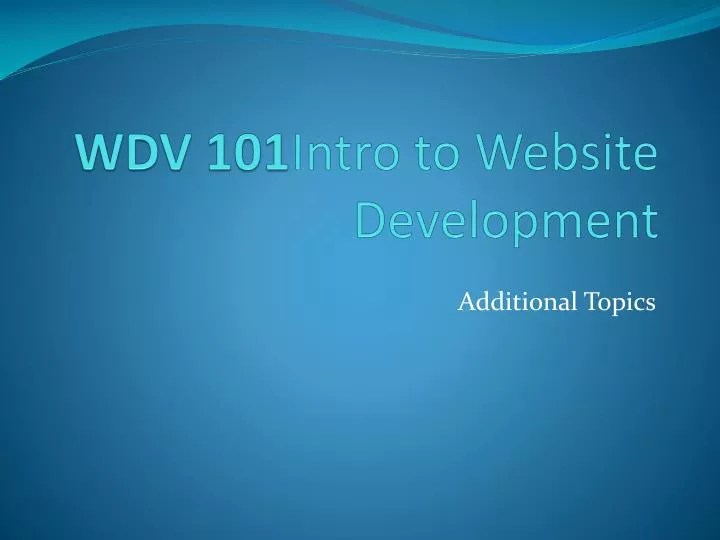 wdv 101 intro to website development