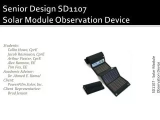 Senior Design SD1107 Solar Module Observation Device