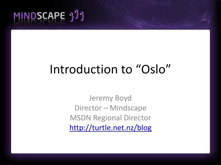 introduction to oslo