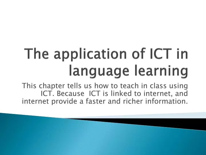 the application of ict in language learning