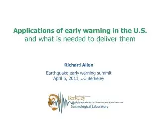 Applications of early warning in the U.S. and what is needed to deliver them