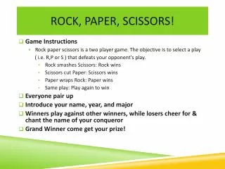 Rock, Paper, SCISSORS!