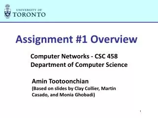 Assignment #1 Overview