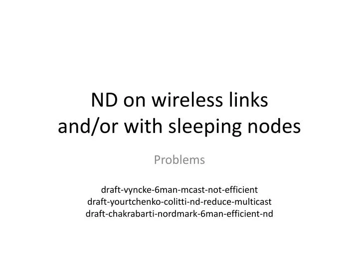 nd on wireless links and or with sleeping nodes