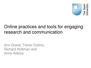 Online practices and tools for engaging research and communication