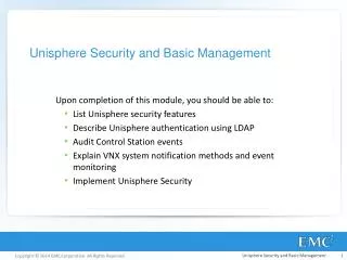 Unisphere Security and Basic Management