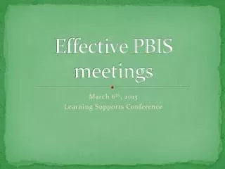Effective PBIS meetings