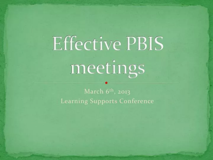 effective pbis meetings