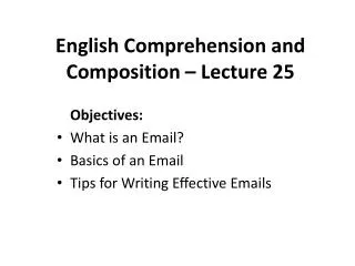 English Comprehension and Composition – Lecture 25