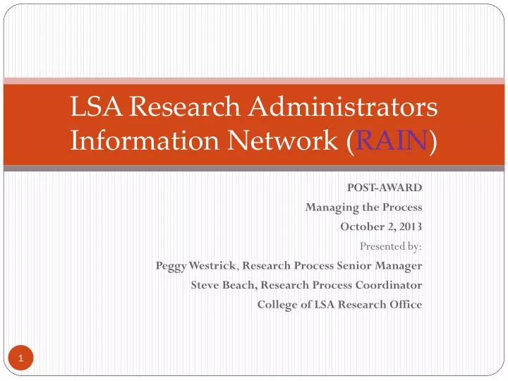 lsa research administrators information network rain