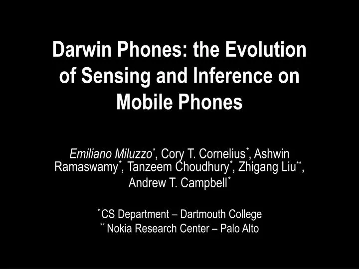 darwin phones the evolution of sensing and inference on mobile phones