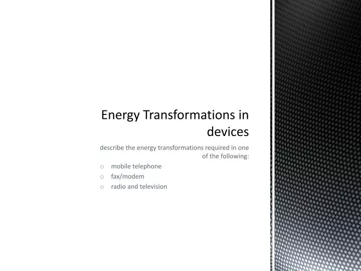 energy transformations in devices