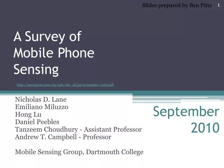 a survey of mobile phone sensing