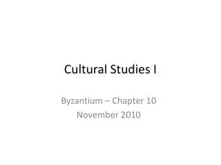 Cultural Studies I