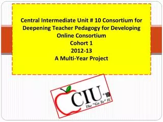 Central Intermediate Unit # 10 Consortium for Deepening Teacher Pedagogy for Developing Online Consortium Cohort 1 201