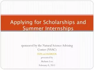 Applying for Scholarships and Summer Internships