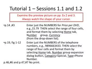 Tutorial 1 – Sessions 1.1 and 1.2