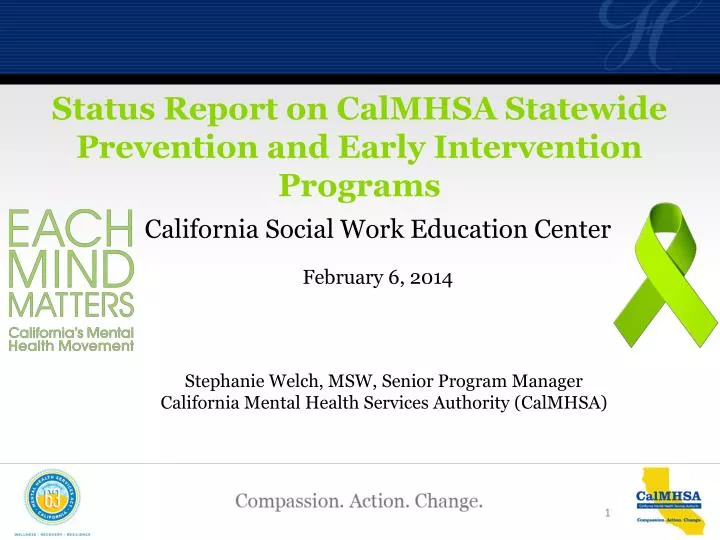 status report on calmhsa statewide prevention and early intervention programs