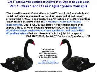 UAST * and Evolving Systems of Systems in the Age of the Black Swan Part 1: Class 1 and Class 2 Agile System Concepts