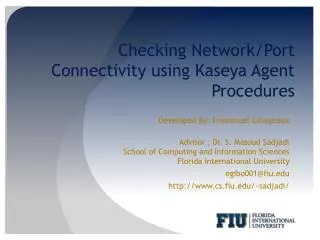 Checking Network/Port C onnectivity using Kaseya Agent P rocedures