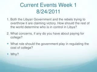 Current Events Week 1 8/24/2011
