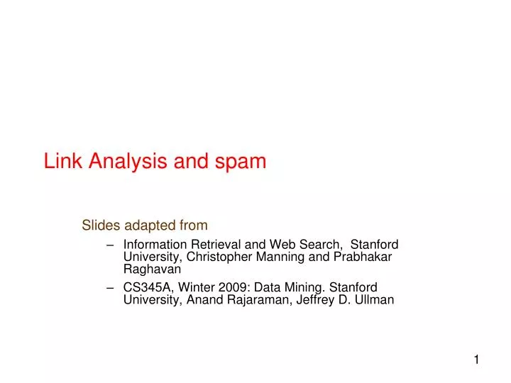 link analysis and spam