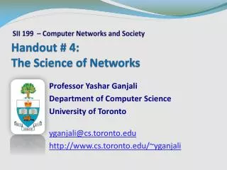 Handout # 4: The Science of Networks
