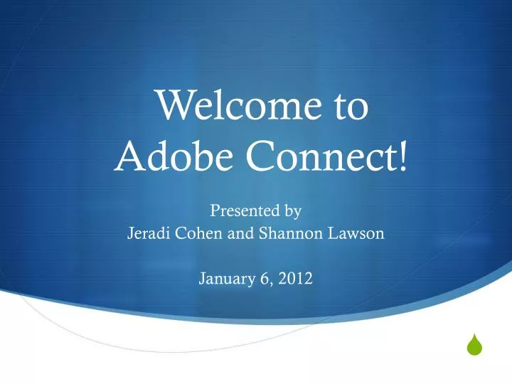 welcome to adobe connect