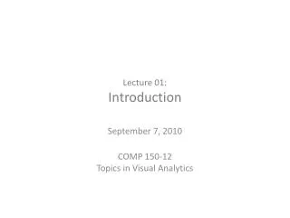 Lecture 01: Introduction