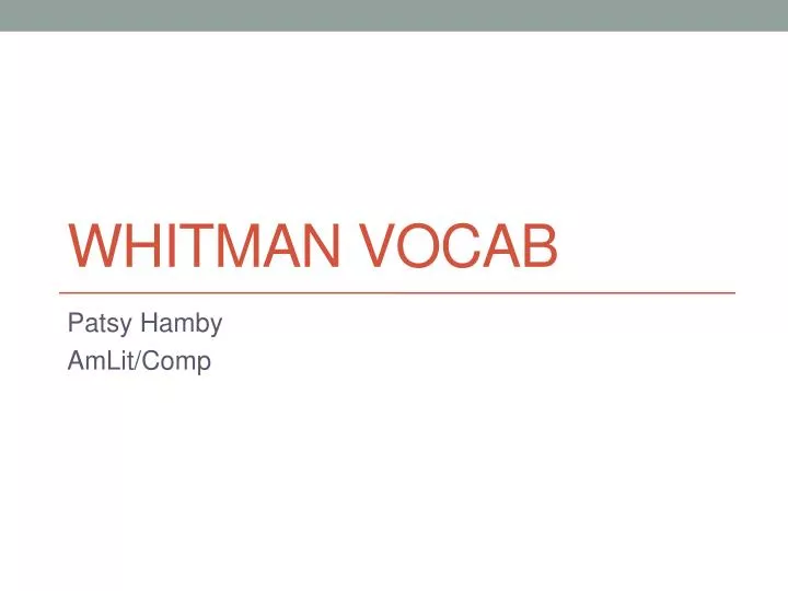whitman vocab