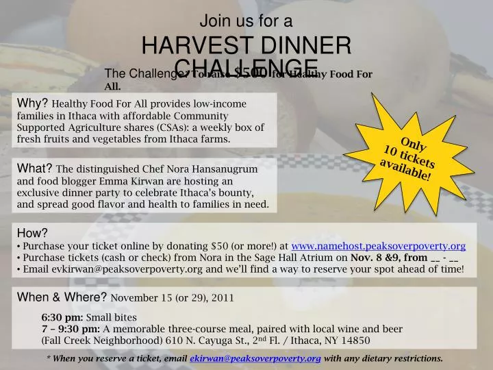 join us for a harvest dinner challenge
